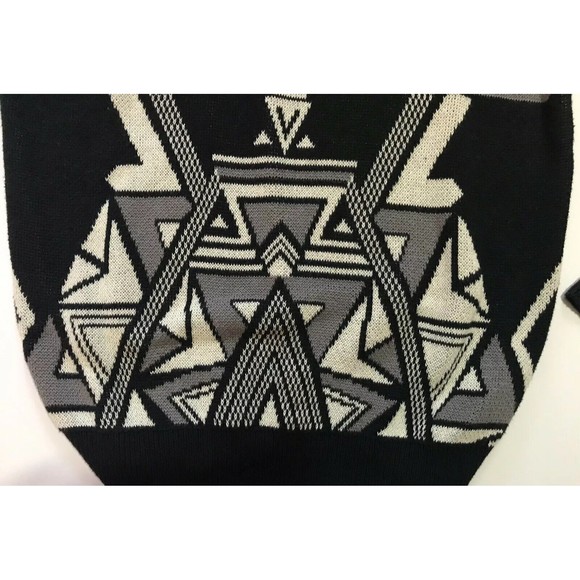 Ecote Womens Geometric Pattern Oversize Pullover Sweater Black Gray Small S - Picture 5 of 12